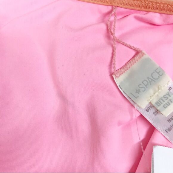 L*SPACE Tommy Pink Orange Cheeky‎ String Bikini Bottom Teeny Size Large New - Picture 10 of 11